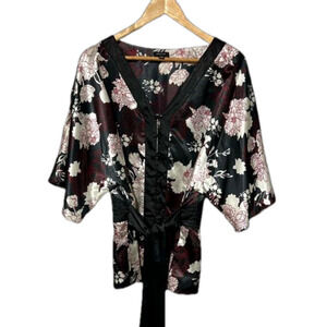 Piano floral Kimono blouse size L